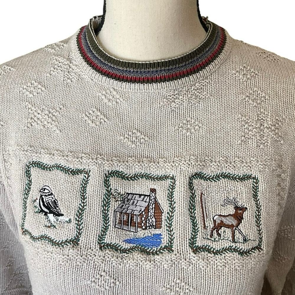 VTG Cabela’s Women’s Crewneck Cabincore Grandmacore Cottagecore Sweater Size M